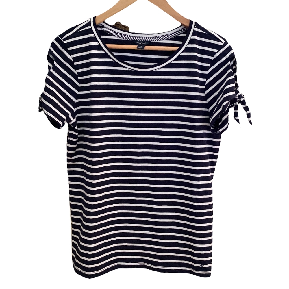 Navy and White Striped Nautical Tee. NWOT - Worn once at home! Smoke free house